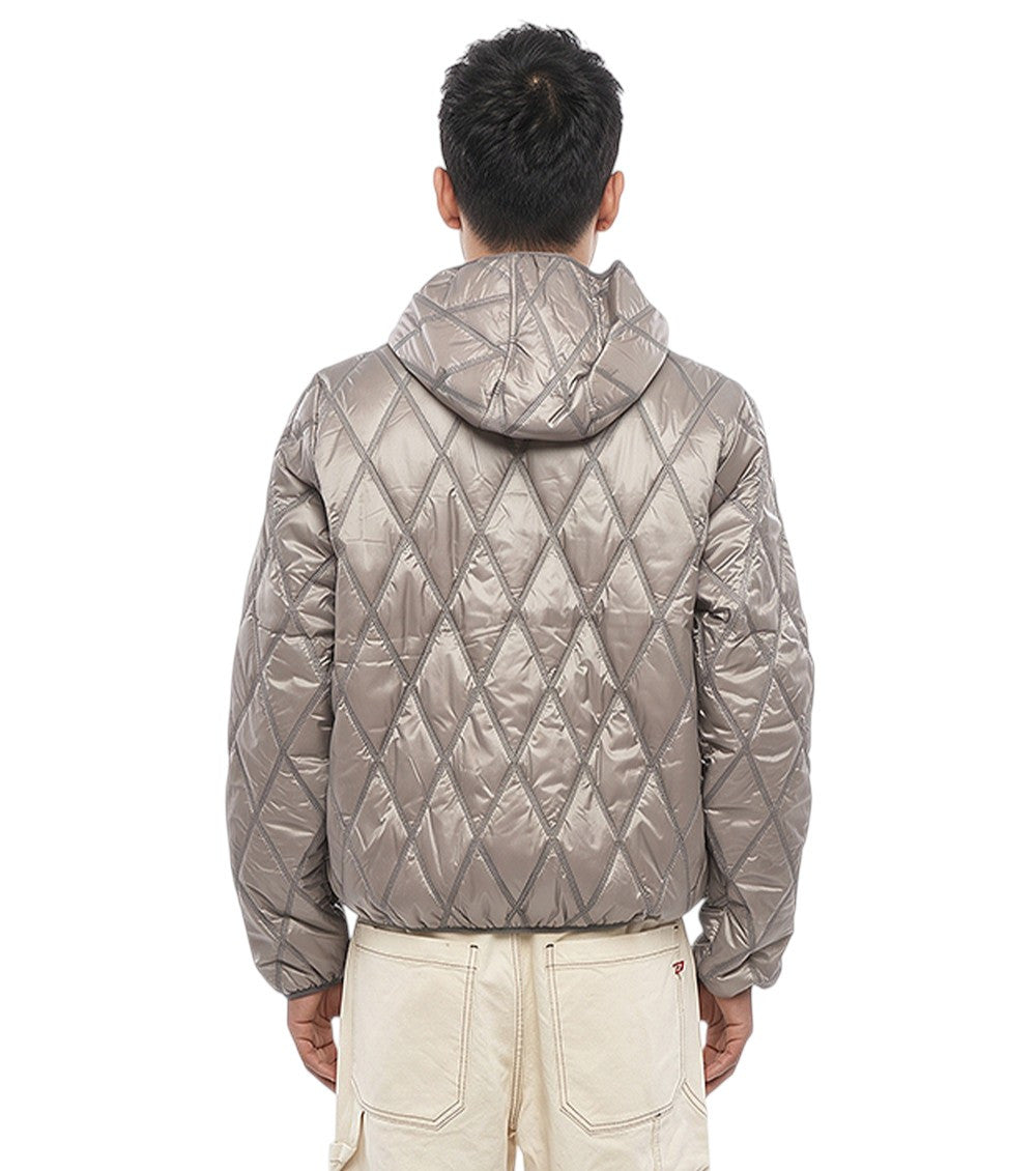 Grey Quilted Hood Jacket 2