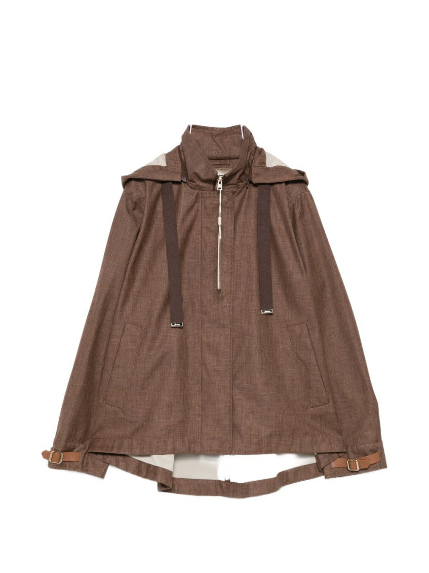Brown Textured Hood Jacket 1