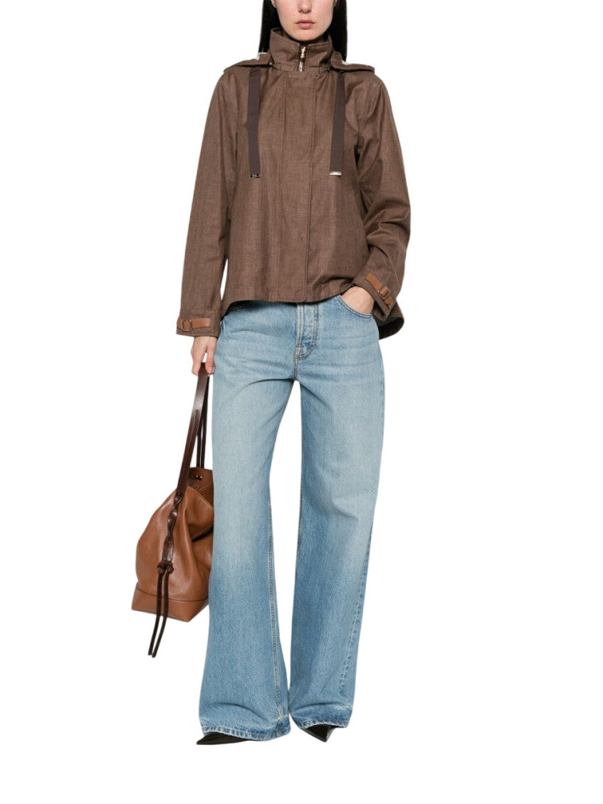 Brown Textured Hood Jacket 2