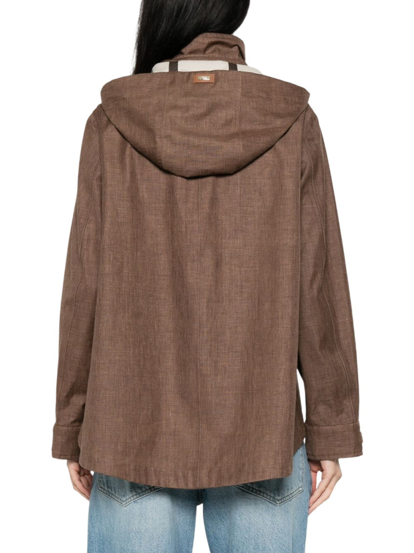 Brown Textured Hood Jacket 3