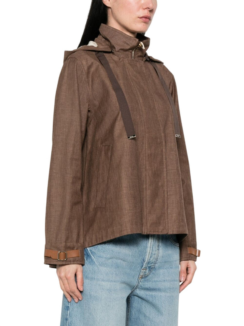 Brown Textured Hood Jacket 5