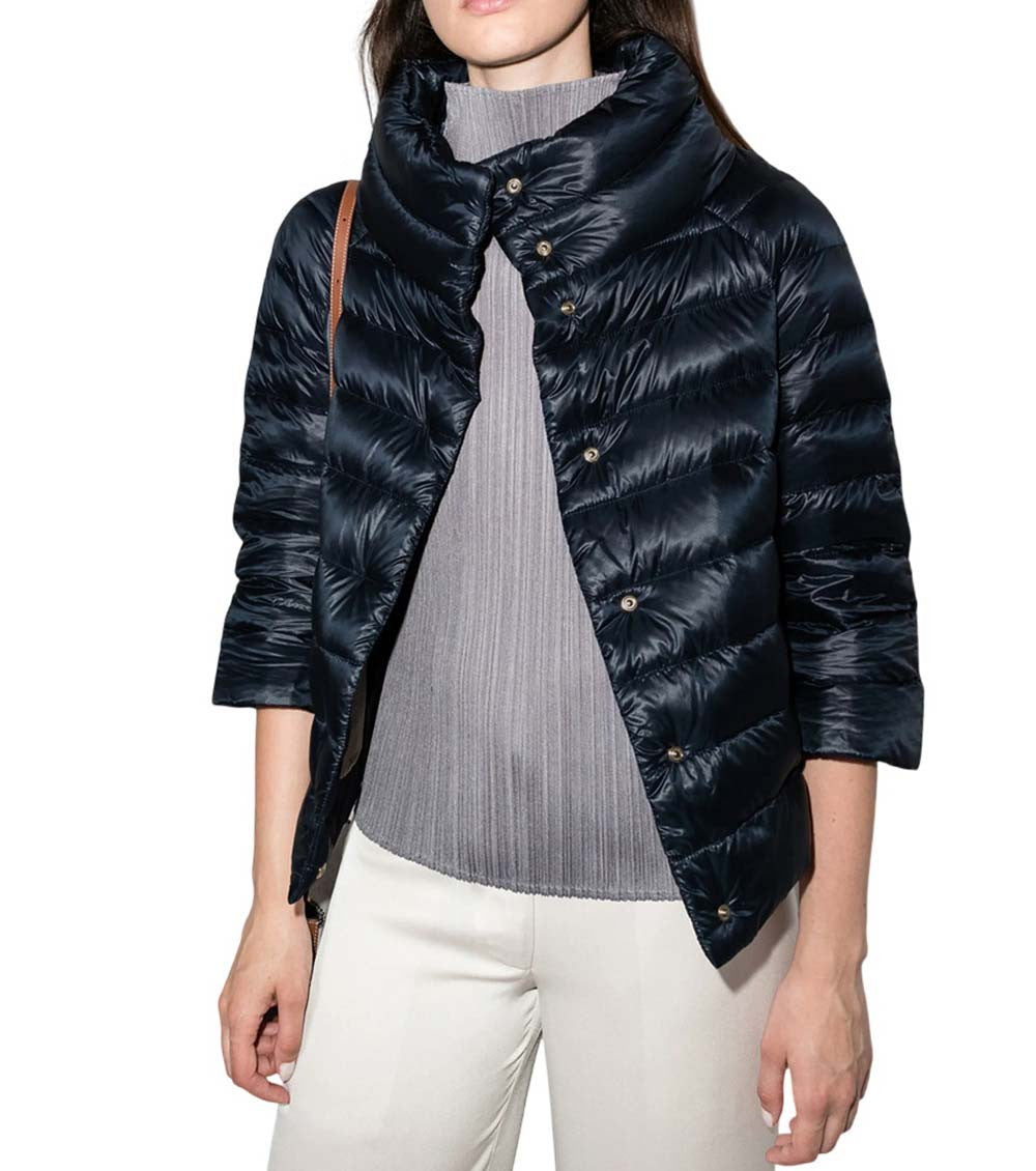 Navy Blue Mock Collar Jacket 2