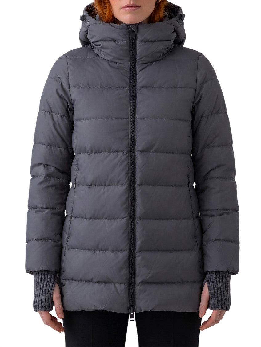 Grey Quilted Hood Jacket 1