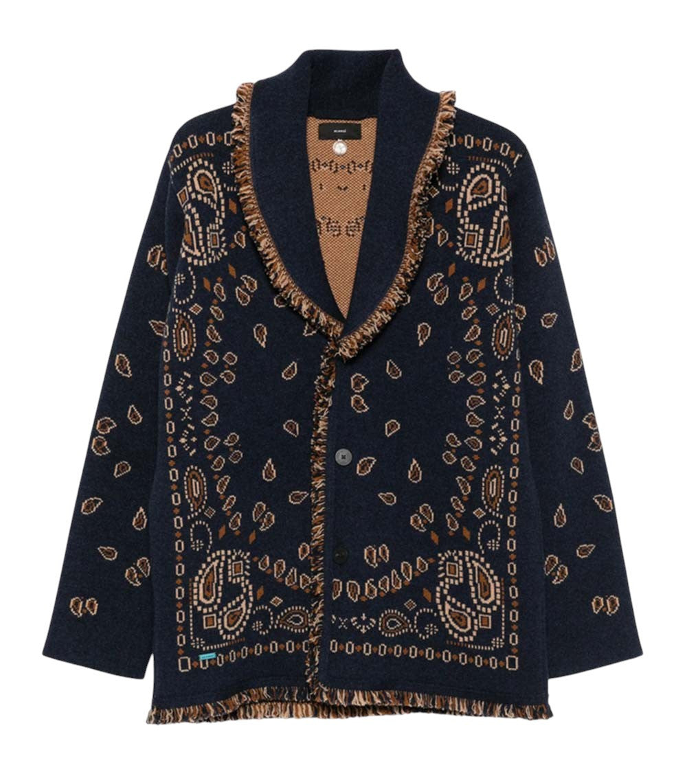 Midnight Blue Jacquard Cardigan 1