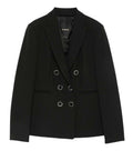 Black Solid Peaked Lapel Blazer 1