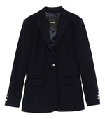 Blue Solid Notched Lapel Blazer 1