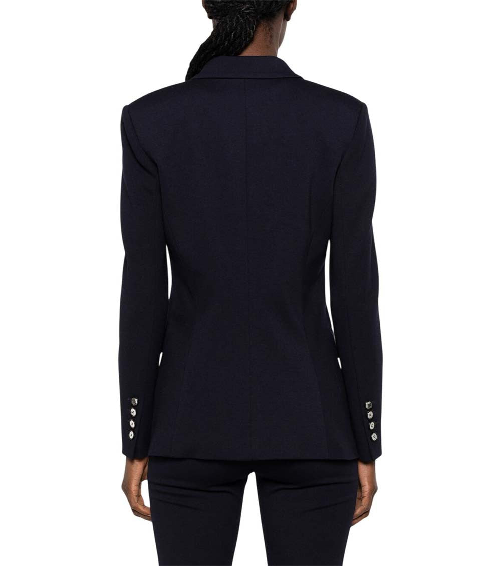 Blue Solid Notched Lapel Blazer 2