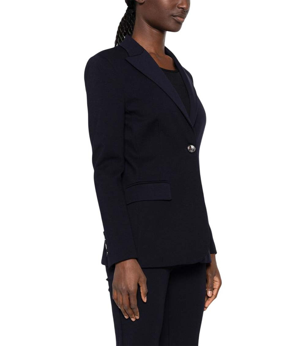 Blue Solid Notched Lapel Blazer 4