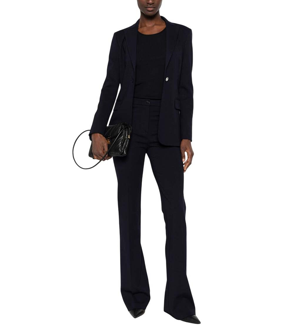 Blue Solid Notched Lapel Blazer 5