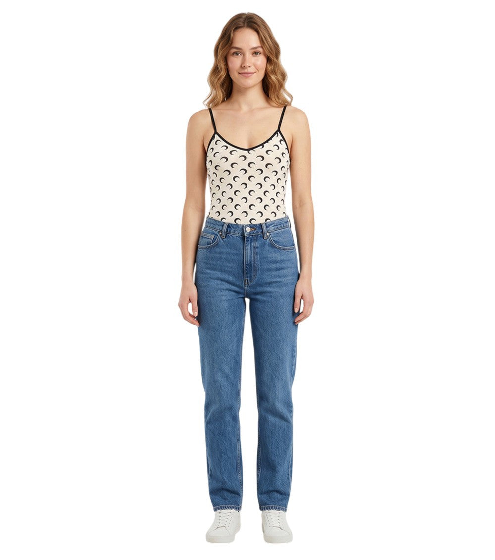 White Printed Scoop Neck Top 2