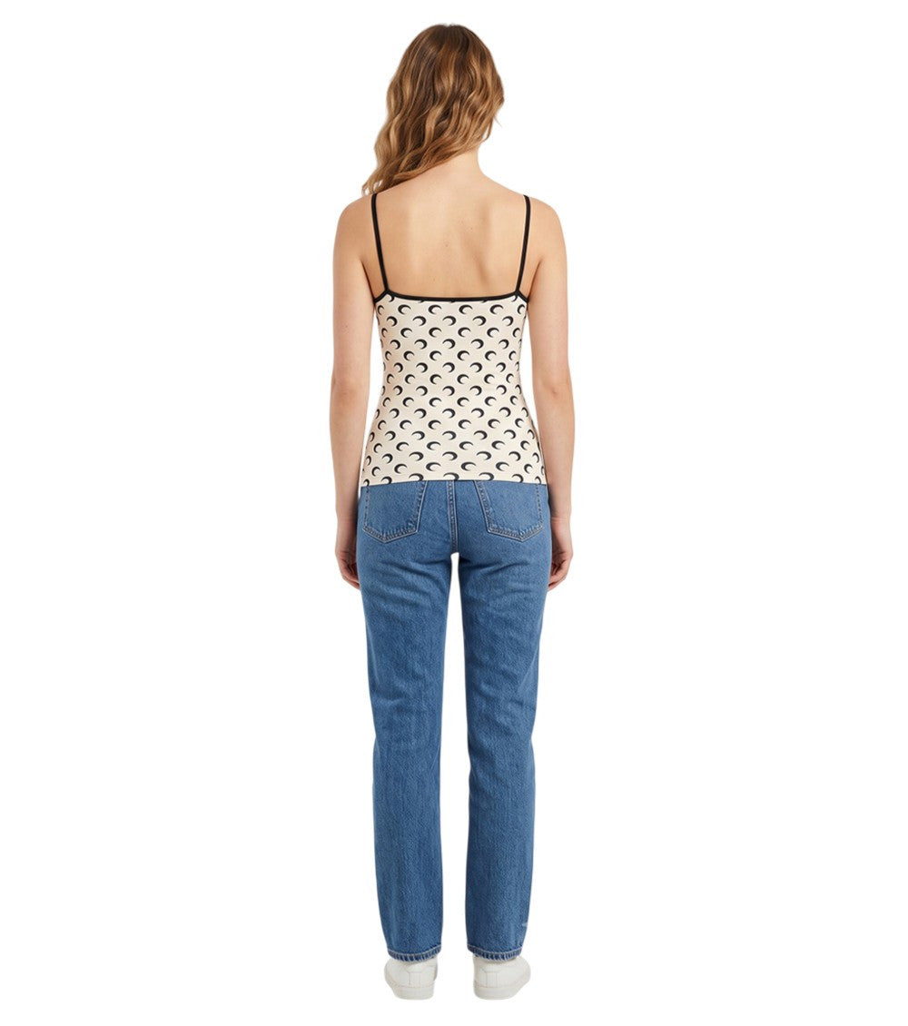 White Printed Scoop Neck Top 3