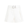 White Mid Waist Cotton Shorts 1
