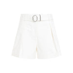 White Mid Waist Cotton Shorts 1