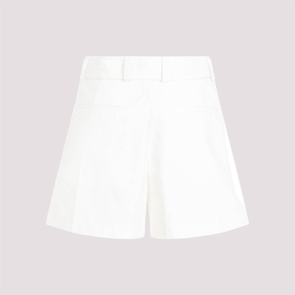 White Mid Waist Cotton Shorts 4