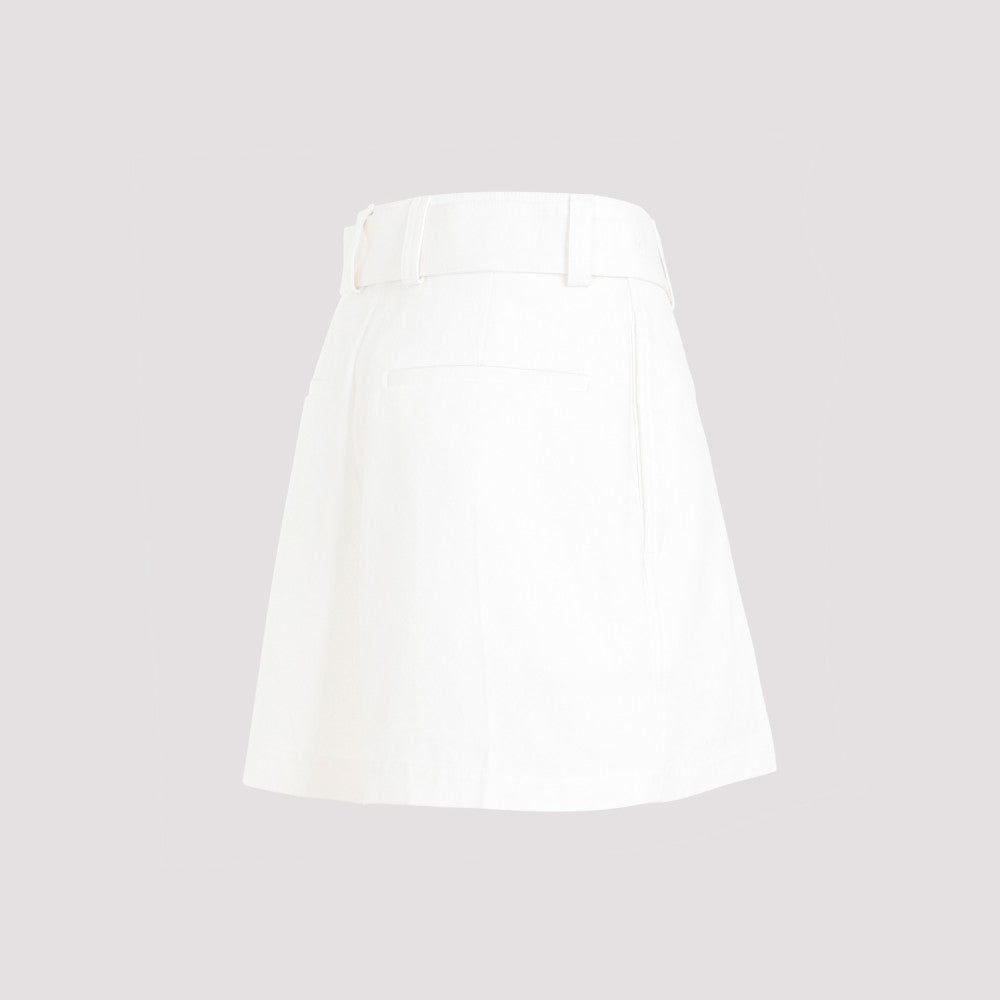 White Mid Waist Cotton Shorts 5