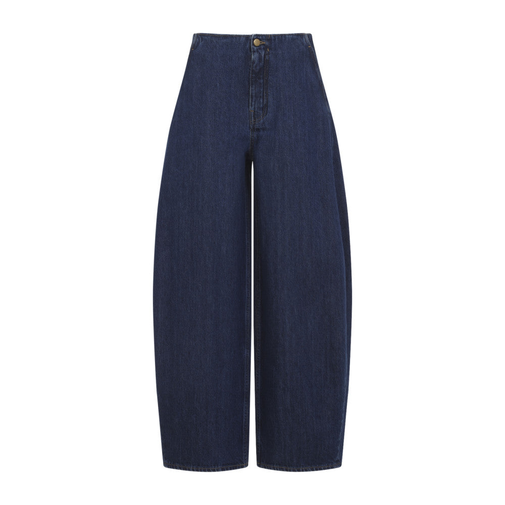 Blue Denim Relaxed High Rise Jeans 1