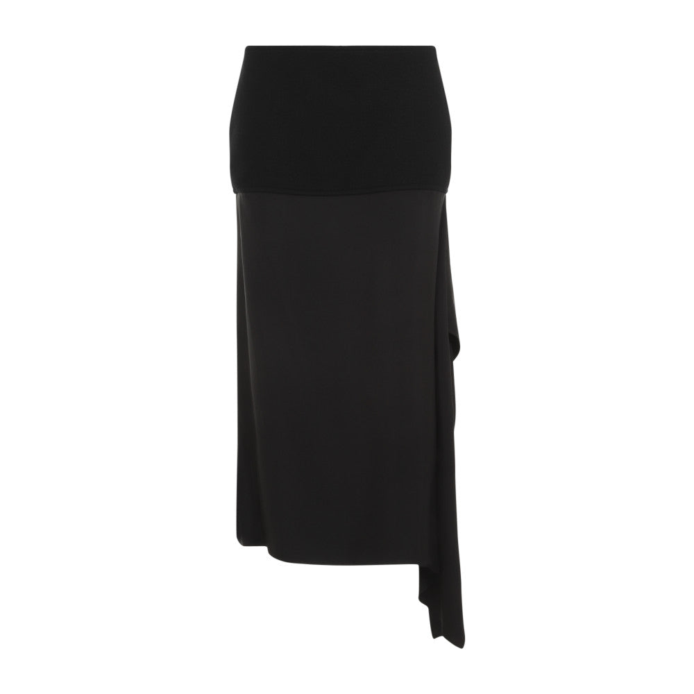 Black  Straight Hem Wool Skirt 1