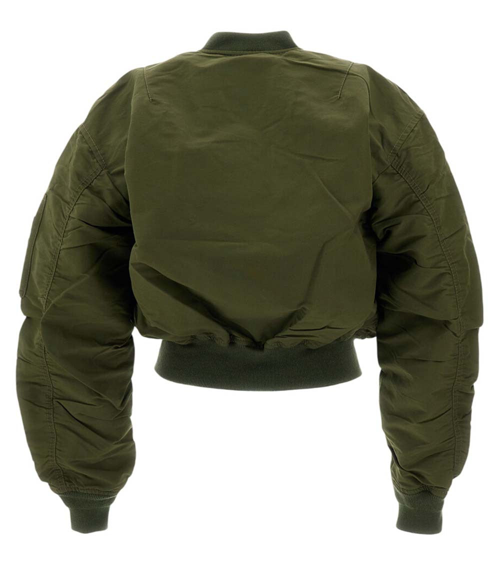 Green Solid Bomber Jacket 2