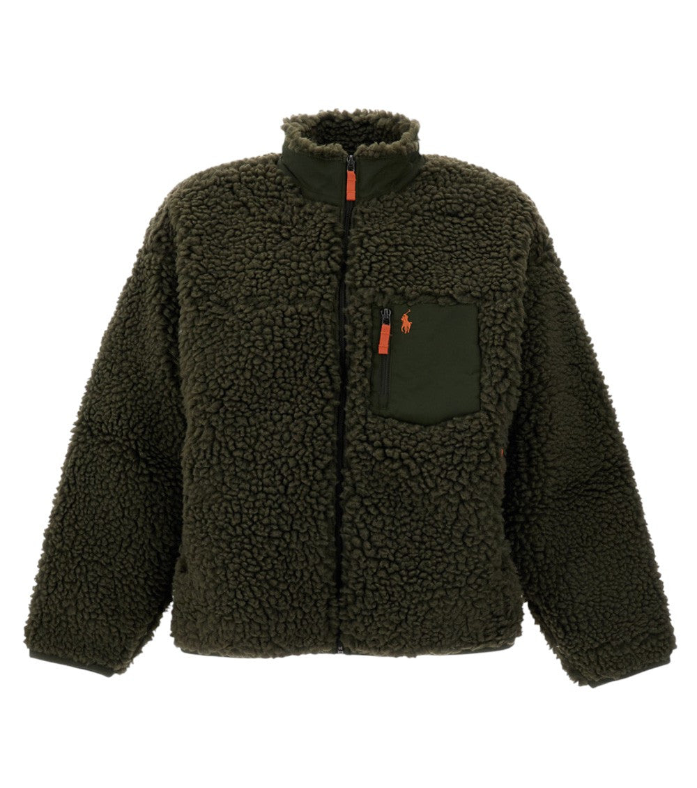 Olive Relaxed Fleece Jacket 1