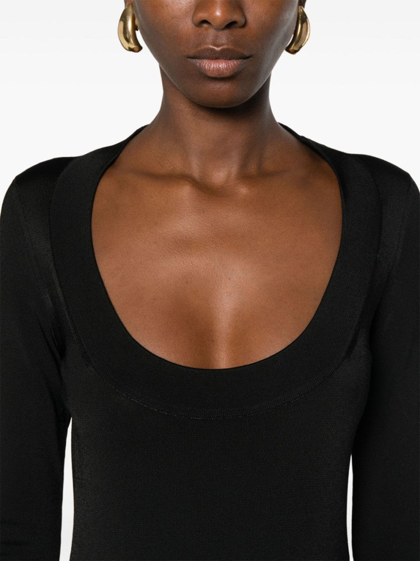 Black Decollete Mini Dress 4