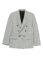 Grey Check-pattern Wool Blazer 1