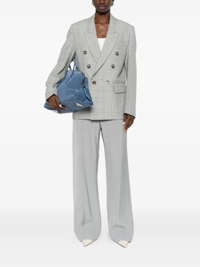 Grey Check-pattern Wool Blazer 2