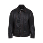 Brown Point Collar Leather Jacket 1