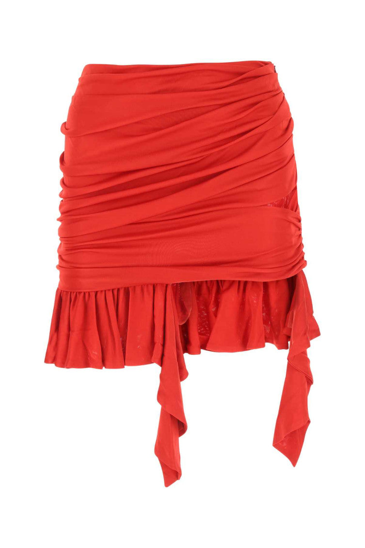 Red Ruffle-detailing Mini Skirt 1