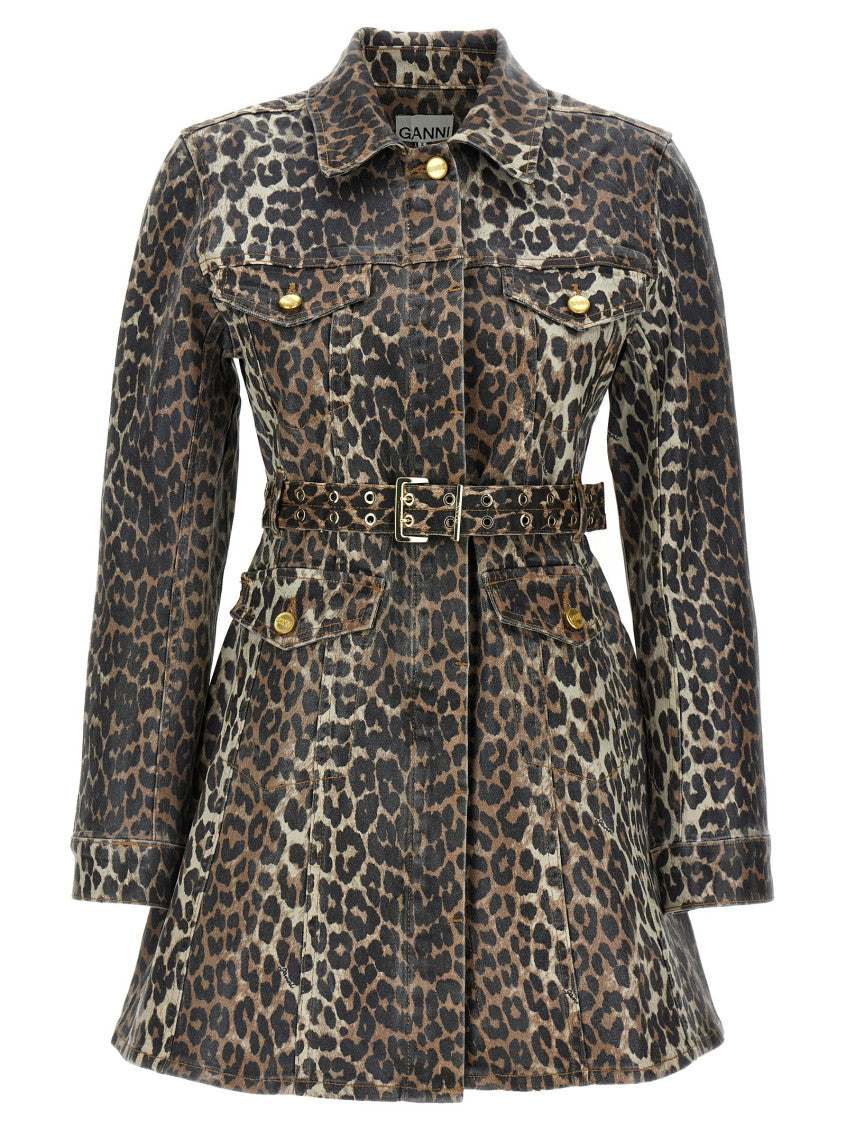 Leopard Print Denim Dress 1