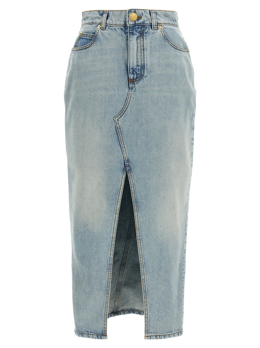 Light Blue Denim midi skirt 1
