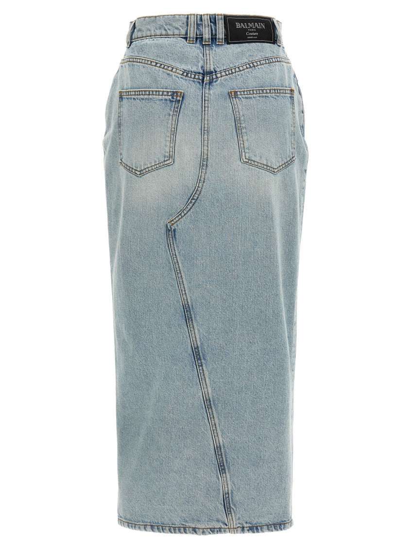 Light Blue Denim midi skirt 2