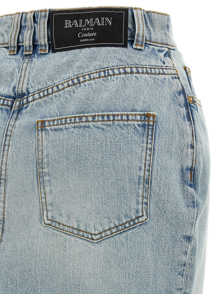 Light Blue Denim midi skirt 4