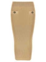 Beige Ribbed midi skirt 1