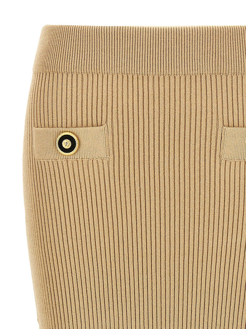 Beige Ribbed midi skirt 3