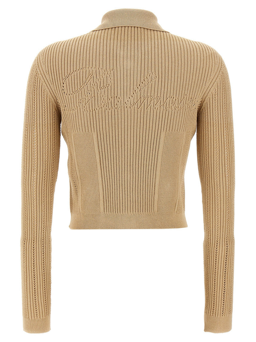 Beige Ribbed cardigan 2