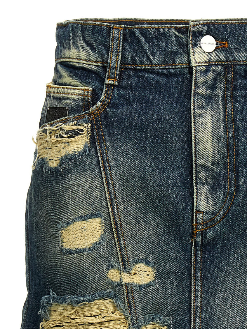 Blue The Rip And Repair Straight Jean skirt 2