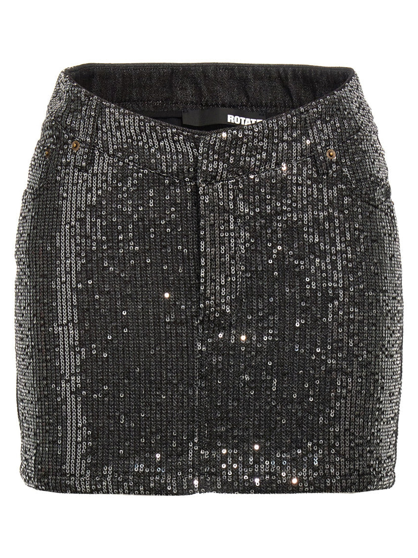 Black Sequin denim skirt 1