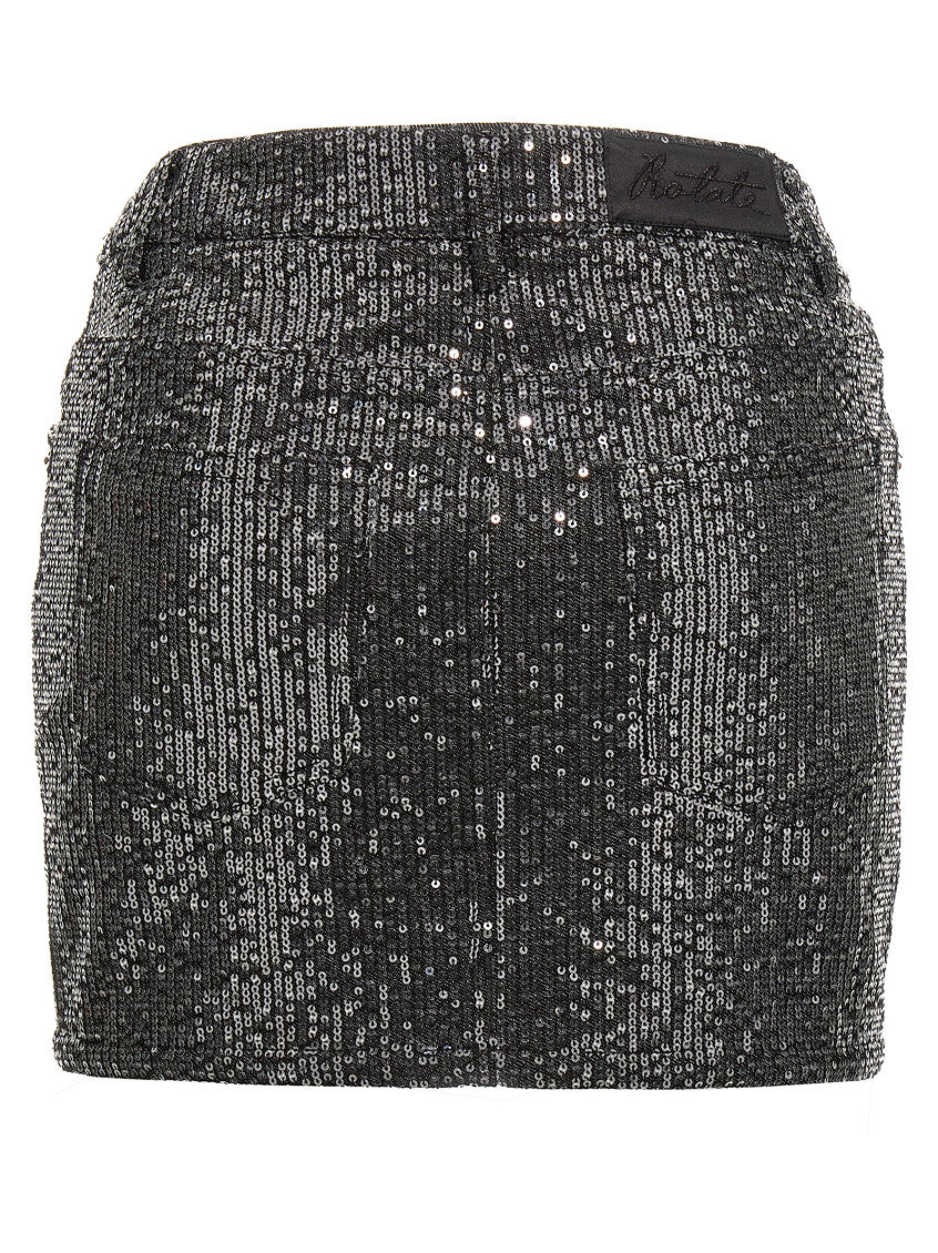 Black Sequin denim skirt 2