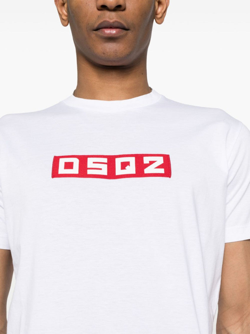 White DSQ2 logo-appliqu T-shirt 5