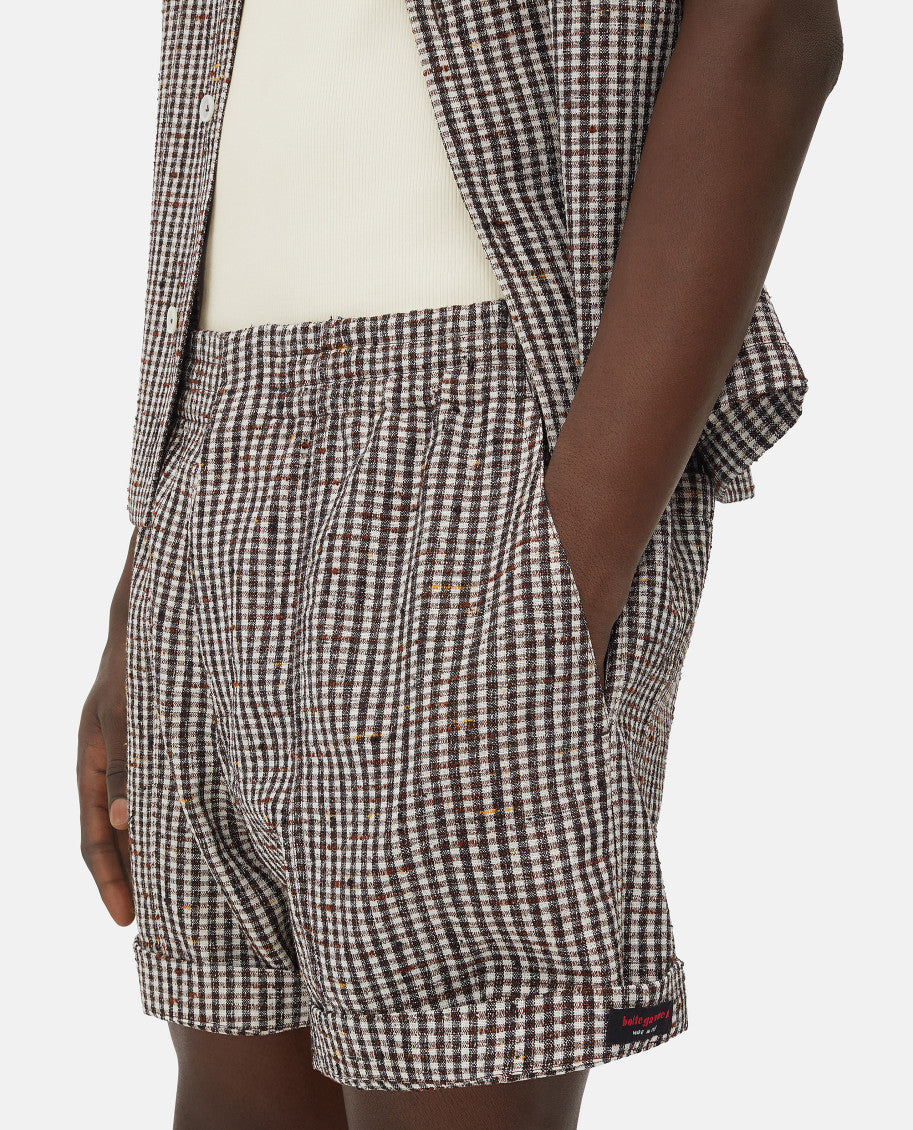 Brown Checked Shorts 4