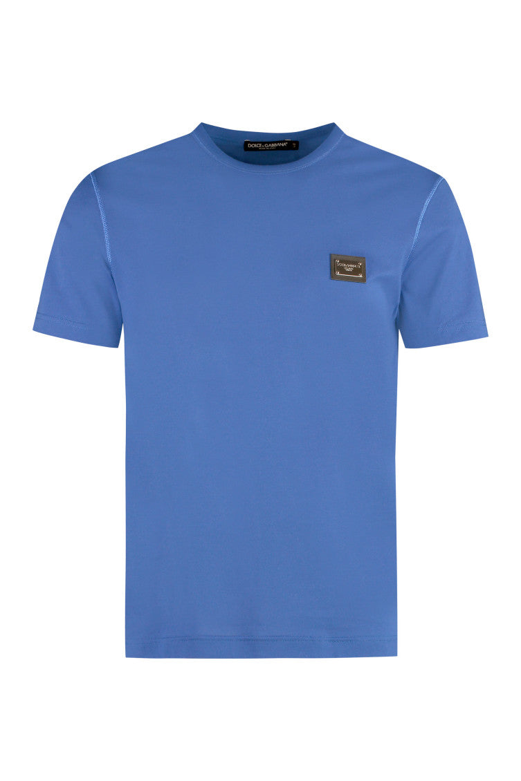 Blue Crewneck Logo Plaque T-Shirt 1