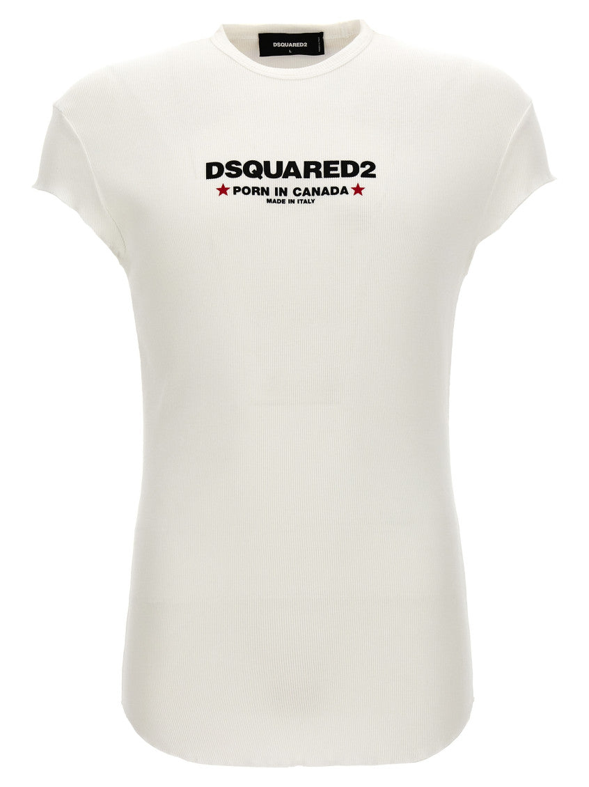 White Logo Print T-shirt 1