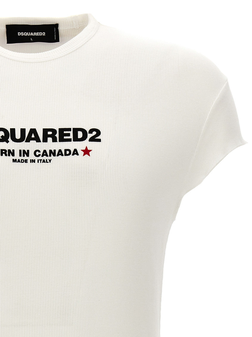 White Logo Print T-shirt 3