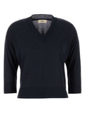 Navy Blue Lyocell Knitted Sweater 1