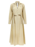 Beige Shirt Collar Maxi Dress 1