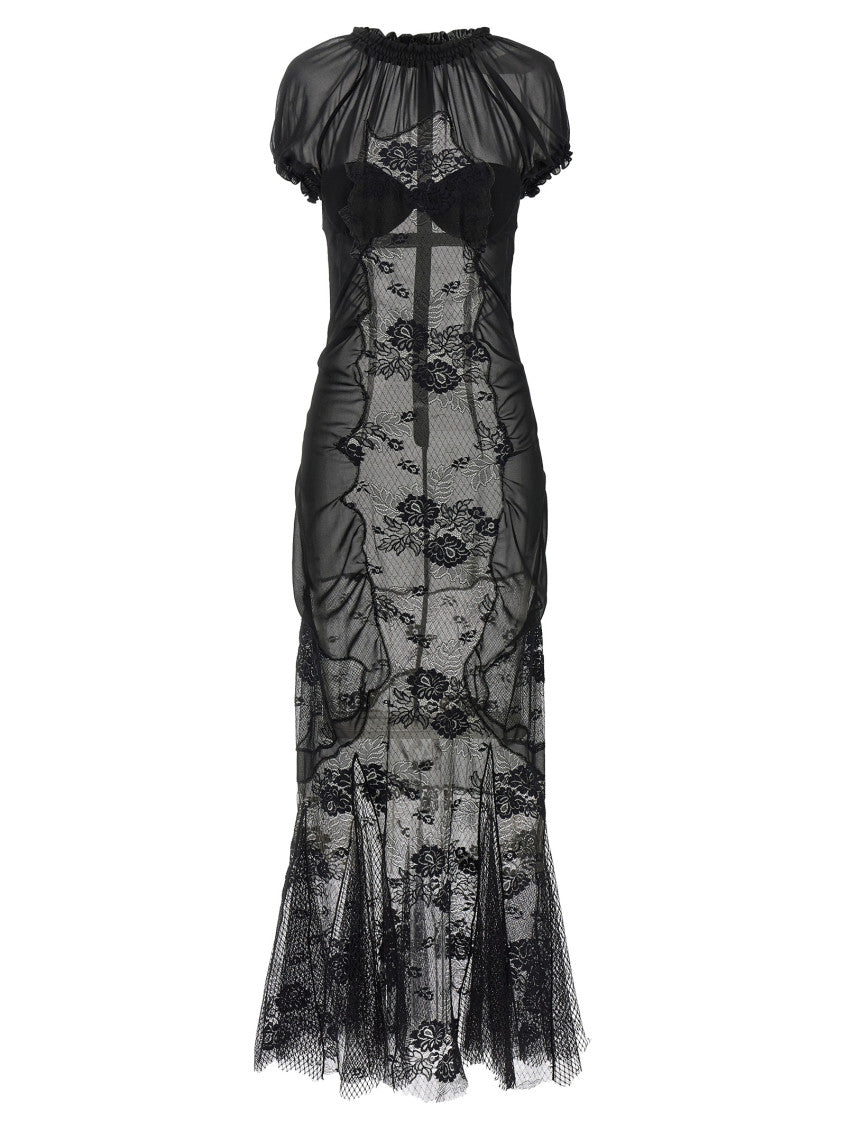 Black Mock Collar Lace Maxi Dress 1