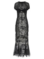 Black Mock Collar Lace Maxi Dress 1