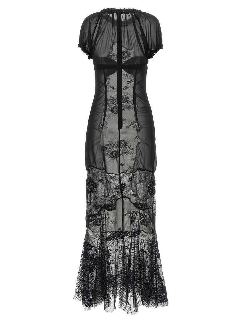 Black Mock Collar Lace Maxi Dress 2