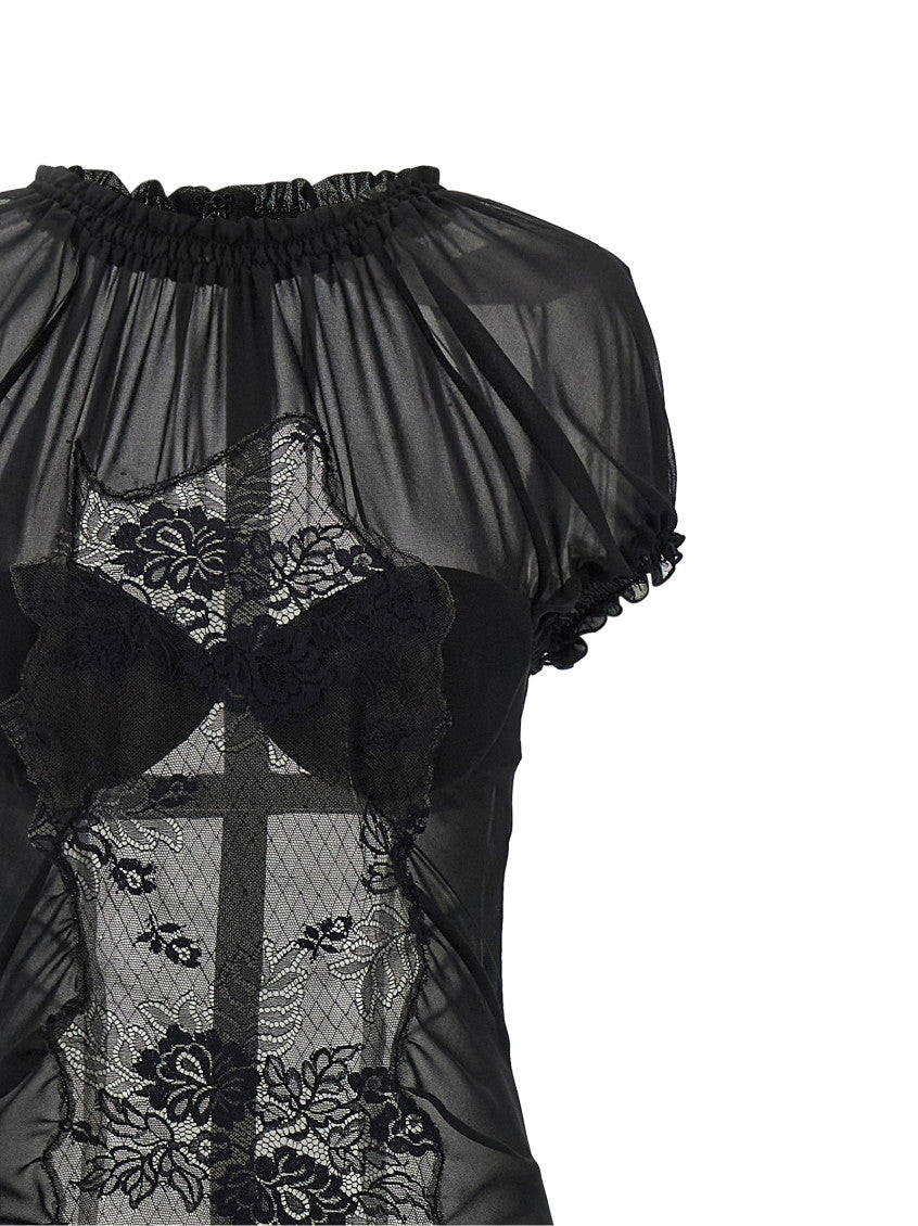 Black Mock Collar Lace Maxi Dress 3