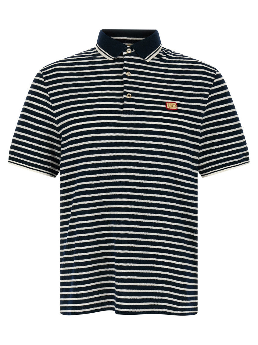 Blue Striped Logo Polo 1